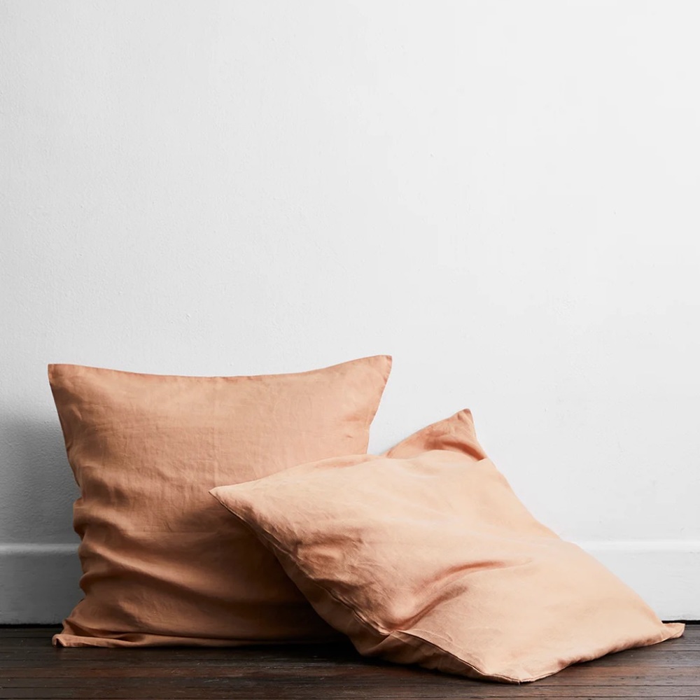 Bed Threads Terracotta 100% French Flax Linen European Pillowcases (Set of Two)